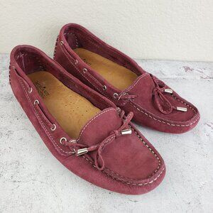 Mercanti Fiorentini Moccasin Loafer Burgundy Suede Driving Slip On Shoes Size 8B
